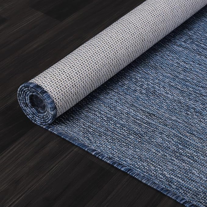 Washable Indoor Outdoor Rug 9x12 Weather Resistant Area Rugs Modern Solid for Porch Deck Balcony Backyard Patio Outside Carpet (9 X 12 Azure Blue)-Ruum Studio Home