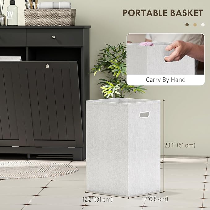 HOMCOM Laundry Hamper Cabinet with 2 Removable Baskets, Tilt Out Laundry Hamper Cabinet with 2 Drawers and 2 Beadboard Doors, Laundry Cabinet Bathroom Storage Cabinet, Black-Ruum Studio Home