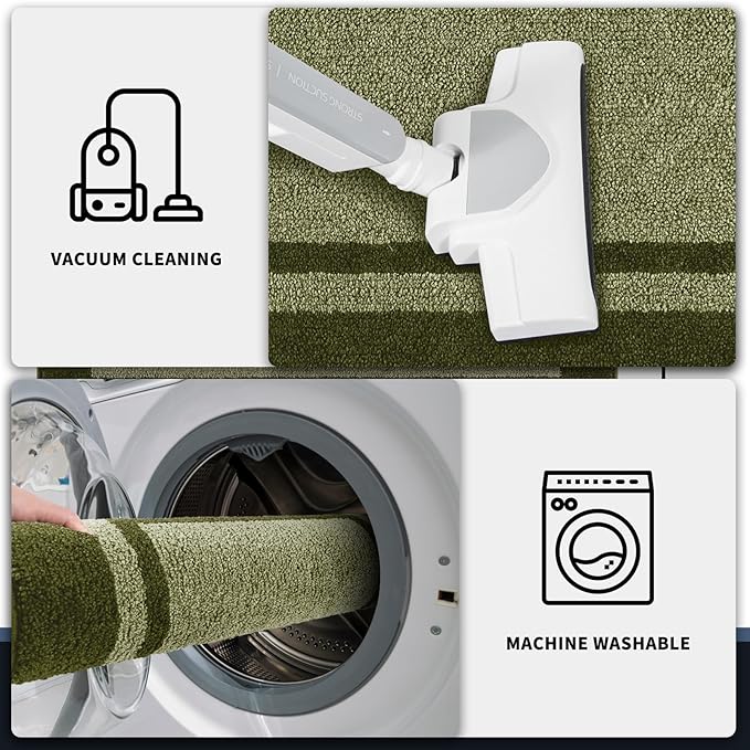 PURRUGS Dirt Trapping Door Mat 24" x 36", Non-Slip/Skid Machine Washable Entryway Rug, Shoes Scraper, Area Rug, Super Absorbent Welcome Mat for Muddy Wet Shoes and Paws, Budding Green & Sage Green-Ruum Studio Home