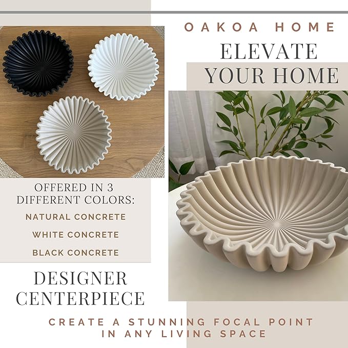 OAKOA Concrete Decorative Bowl - Organic Modern Home Decor Bowl - Decorative Objects - Cement Fruit Bowl - Modern Organic Home Decor-Ruum Studio Home