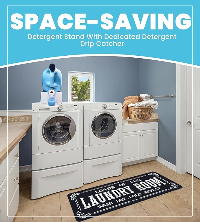 TidyFriend Laundry Detergent Holder with Laundry Room Rug Runner, Detergent Stand for Spill Protection, Non-Slip Runner Mat, and Stylish Room Organizer for Home & Laundry Spaces-Ruum Studio Home