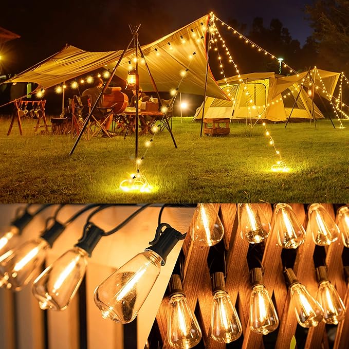 Solar Powered Warm White LED Outdoor String Light with Remote Control, Shatterproof Light Bulbs for Backyard Garden Patio Pergola Gazebo Bistro Bedroom Christmas Wedding Party (10+1 Bulbs)-Ruum Studio Home