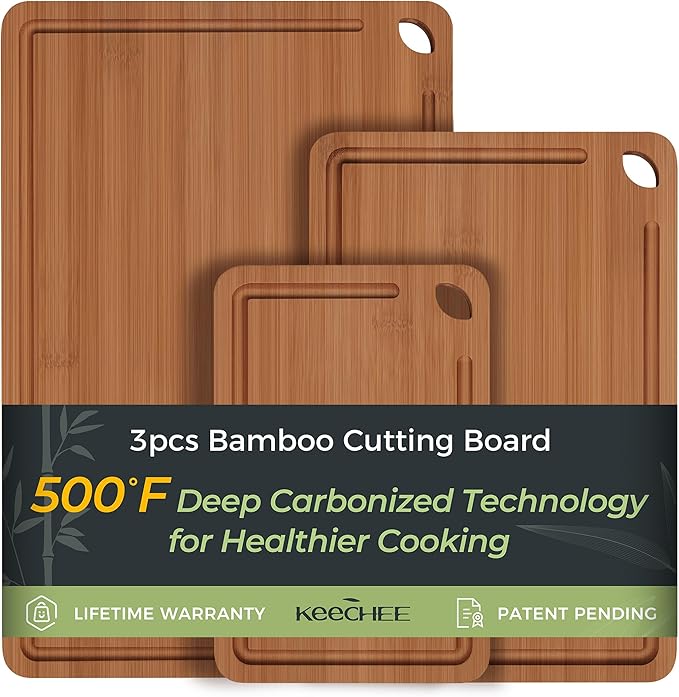 Bamboo Cutting Board, Durable Wood Cutting Boards for Kitchen with Deep Juice Grooves & Built-in Handles, Ideal Charcuterie & Chopping for Meat, Vegetables and Fruits Ideal Kitchen Gifts-Ruum Studio Home
