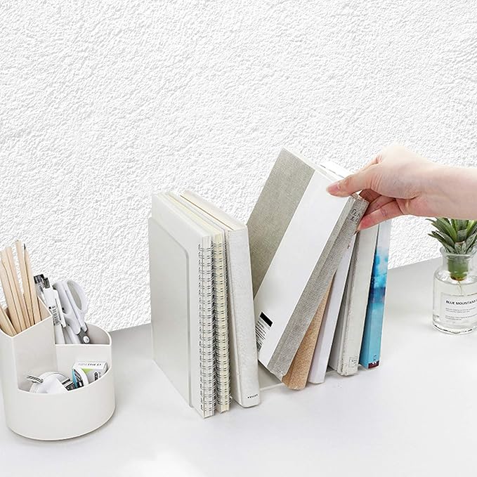 Lulonpon 6 Pieces Book Ends, Bookend, Books Ends for Shelves, Books Ends for Heavy Books, Clear Bookends, Acrylic Bookends for School, Library,Desktop Organizer and Book Shelves-Ruum Studio Home