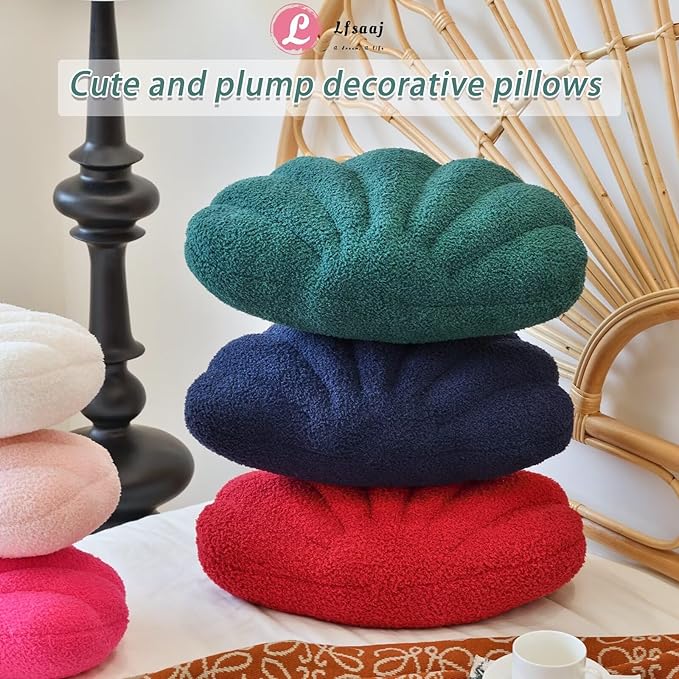 Red Seashell Throw Pillows, Shell Shaped Throw Pillows, 13 Inch Soft Home Decorative Pillow Plush Cushion for Bed Couch Living Sofa Room Decor Accent Throw Pillow-Ruum Studio Home