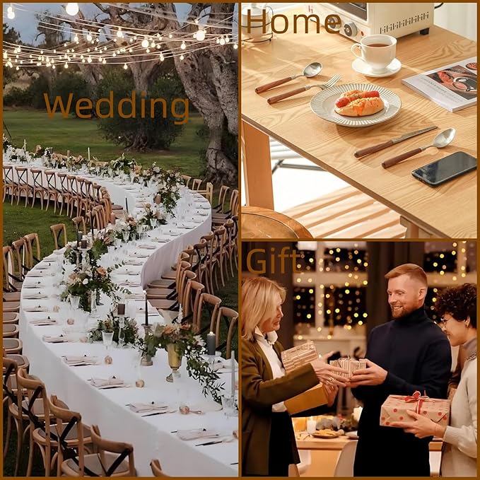 Silverware Set 16 Piece Flatware Cutlery Set Service for 4,18/10 Stainless Steel Forged Walnut Wooden Handle Matte Brushed Dishwasher Safe Premium Durable Utensil Sets for Home Kitchen Wedding-Ruum Studio Home