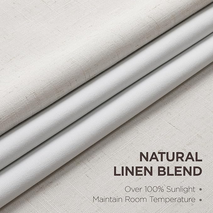 Joydeco Pinch Pleated Linen Curtains Darkening Drapes for Bedroom, 100% Blackout Drapes 96 inches Long 2 Panels Heat Blocking Curtains(Ivory,40'' Wx96'' L)-Ruum Studio Home