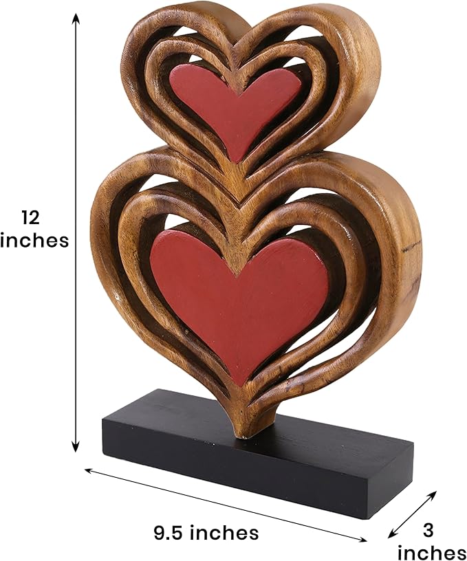 Decozen Gifts for Mom - Wooden Heart Sculpture - Mother's Day Birthday Gifts, Home, Office, Living Room, Shelf, Fireplace, Farmhouse, Tabletop, Boho and Mantle Decor - Mothers Day Decorations-Ruum Studio Home
