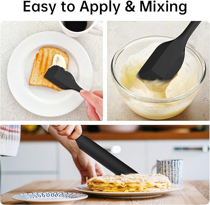 Barsone 4-Piece Silicone Spatula Set( Heat Resistant 446°F Food Grade BPA Free, Nonstick Cookware Safe Dishwasher Safe Kitchen Tools for Baking, Cooking, Stirring, Black)-Ruum Studio Home