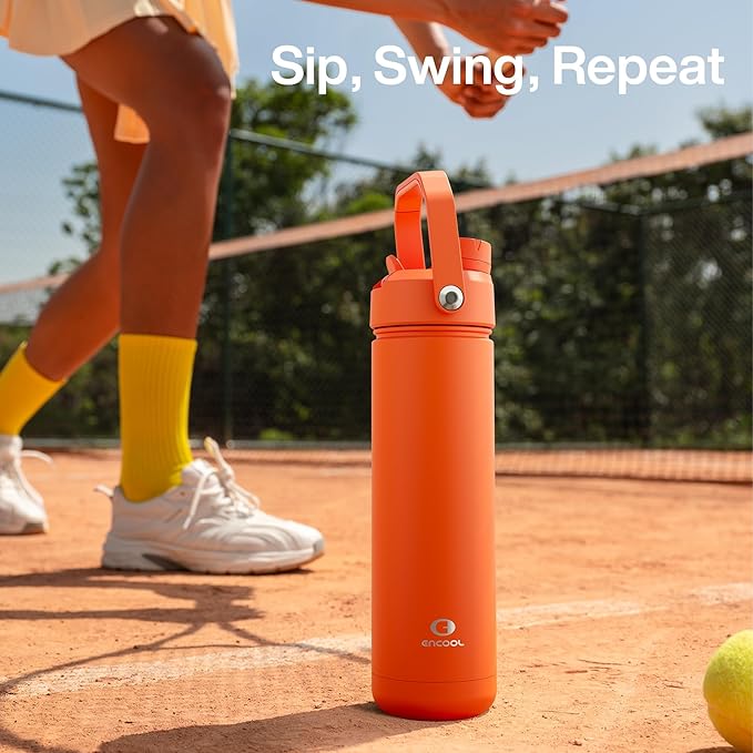 Insulated Water Bottle with Straw Stainless Steel Water Bottle, Leak-Proof, BPA-Free, Double Wall Vacuum Keeps Cold for 24 Hours for Sports, Travel, School (32 oz, Moderate Orange)-Ruum Studio Home