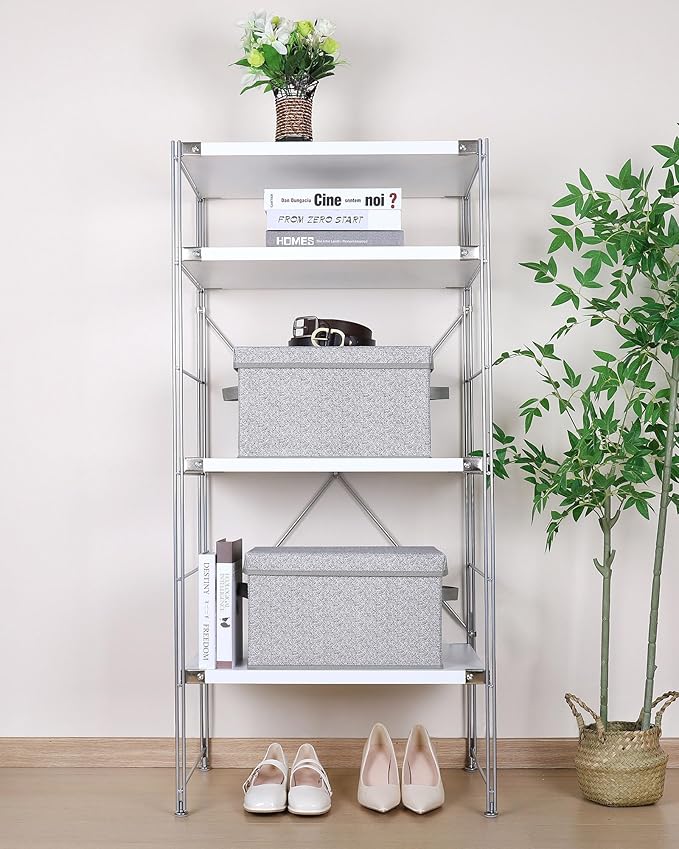 WUIKE Foldable Storage Bins with Lids, Storage Boxes with Handles, Closet Shelf Organizer, Fabric Storage Baskets for Bedroom, Decorative Storage Containers, Large, Ash Gray, 3-Pack-Ruum Studio Home