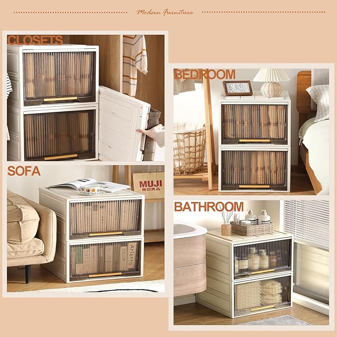 Plastic Storage Bins with Lids, Clothes Folding Storage Box and Closet Organizers and Containers for Home, Closet Stackable Storage for Home, Office, Dorm-Ruum Studio Home