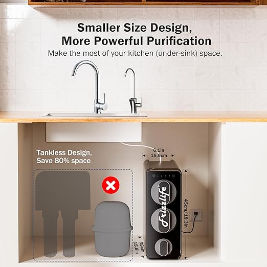 Frizzlife 1200GPD Reverse Osmosis Water Filter, 11-Stage Tankless Reverse Osmosis System, Under Sink RO Water Filtration System, 3:1 Pure to Drain, Smart Faucet, Reduce PFAS TDS, BPA Free, PD1200-Ruum Studio Home