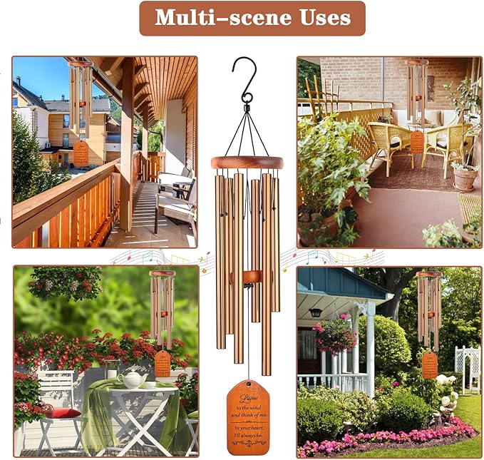 Memorial Gifts, 30" Wooden Sympathy Wind Chimes for Loss of Loved One, Memorial/Bereavement/Condolence/Funeral Gifts for a Loved One Mother Father Miscarriage-Ruum Studio Home