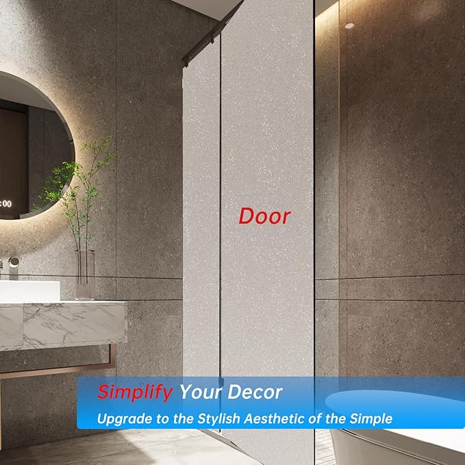 Frosted Glass Window Privacy Film Decorative, Bathroom Privacy Film for Glass Windows Cover, Static Cling, Removable, Reusable, Anti-UV, Anti-Glare, Heat Blocking, (Flash Point Pure,35.4X157.4Inch)