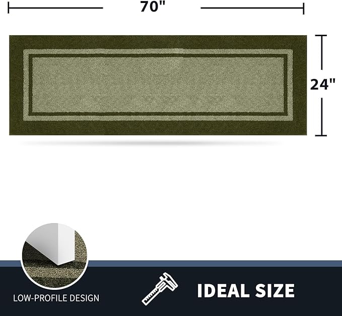 PURRUGS Dirt Trapping Door Mat 24" x 70", Non-Slip/Skid Machine Washable Entryway Rug, Shoes Scraper, Area Rug, Super Absorbent Welcome Mat for Muddy Wet Shoes and Paws, Budding Green & Sage Green-Ruum Studio Home