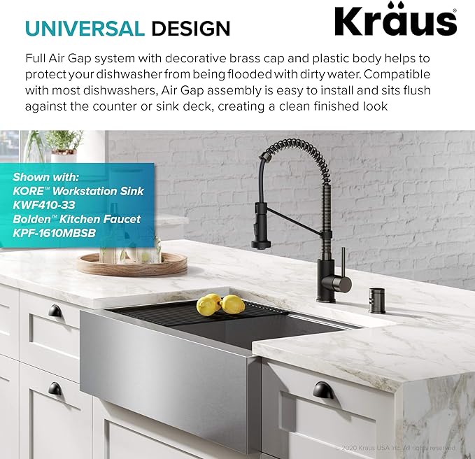 KRAUS Dishwasher Air Gap in Spot Free Black Stainless, KAG-2SFSB-Ruum Studio Home