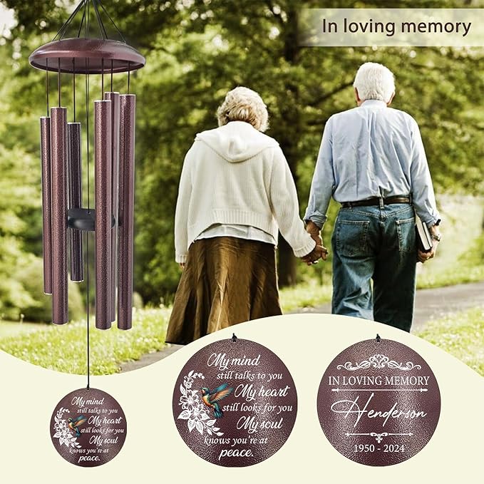 ASTARIN 36" Large Deep Tone Personalized Sympathy Wind Chimes, Memorial Wind Chime for Loss of Mother Father Loved One, Bereavement Gifts Decor Outdoor Patio Garden Graveyard-Ruum Studio Home