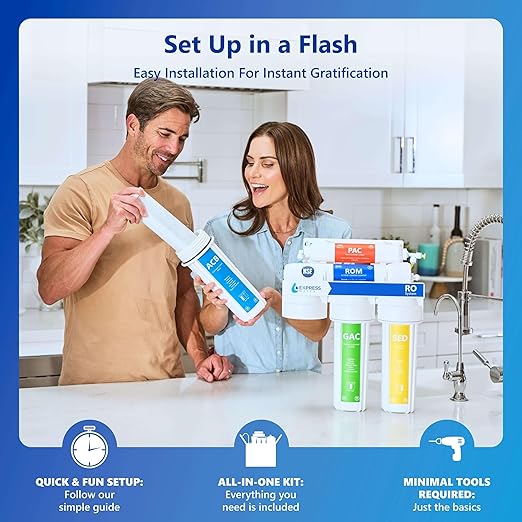 Express Water Reverse Osmosis Alkaline Water Filtration System – 10 Stage RO Water Filter with Faucet and Tank – Under Sink Water Filter with Alkaline Filter for Added Essential Minerals – 50 GPD-Ruum Studio Home