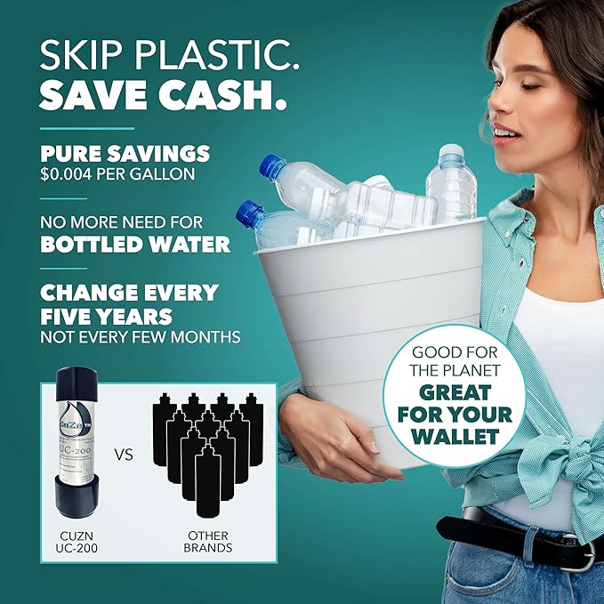 Under Sink Water Filter for Sink Faucet by CuZn, 5 Year Filtration Life, Reduces PFAs, PFOS, Lead, Chlorine, Improves Taste of Tap Water with NSF/ANSI 42 & 372 Certified High Performance-Ruum Studio Home