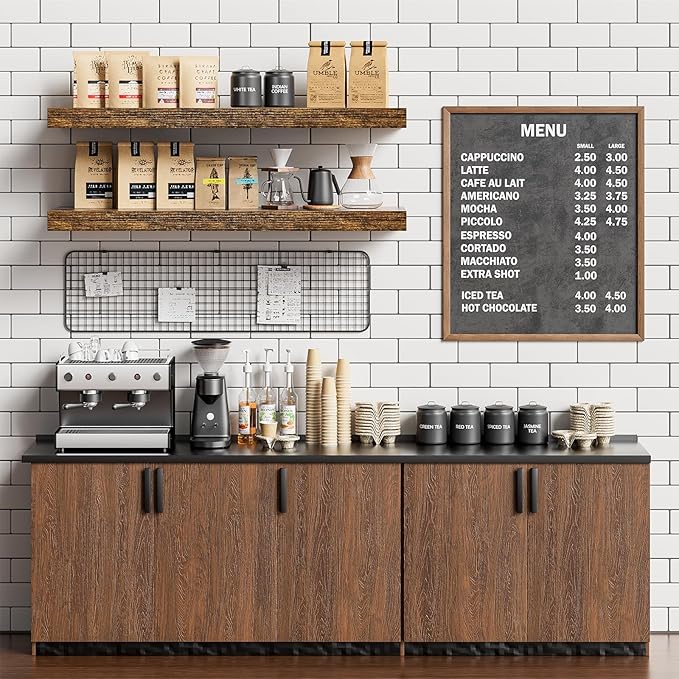 Heimlove 32 Inch Floating Shelves for Wall,Rustic Brown 9.3" Deep Floating Shelf Set of 2,Wall Mounted Shelves for Bathroom Bedroom Living Room Kitchen Office,Shelf for Books Storage Room,Home Decor-Ruum Studio Home