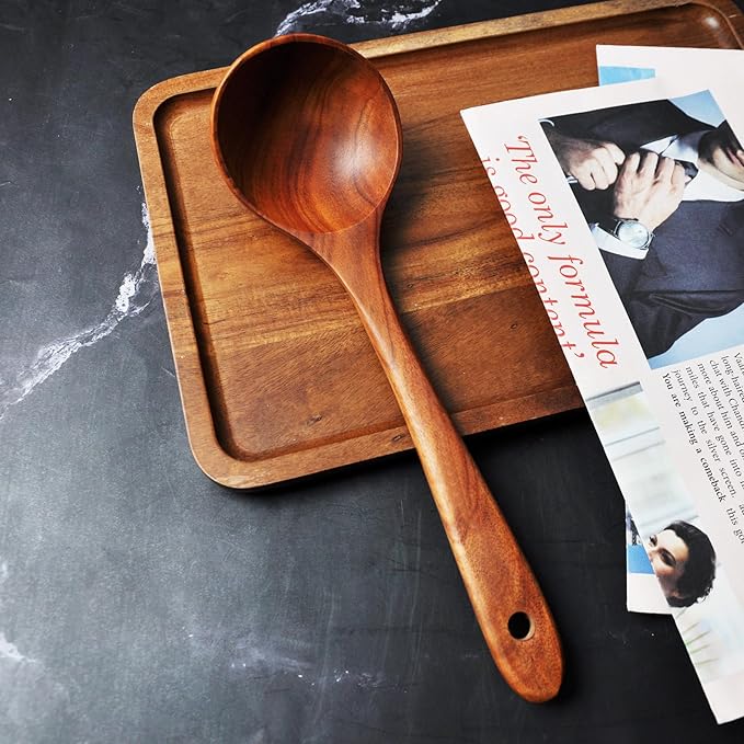 Wooden Spoons for Cooking, 1 Pcs Natural Teak Wooden Cooking Spoons for Non-Stick-Ruum Studio Home