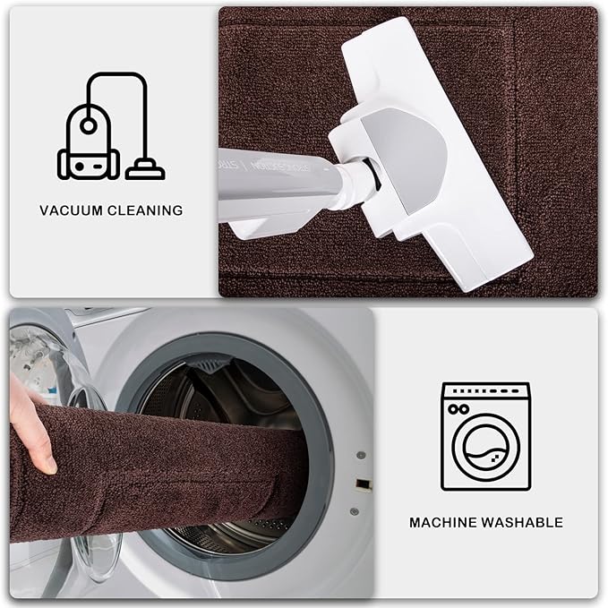 PURRUGS Dirt Trapping Door Mat 20" x 31.5", Non-Slip/Skid Machine Washable Entryway Rug, Dog Doormat, Super Absorbent Welcome Mat for Muddy Wet Shoes and Paws, Brown-Ruum Studio Home