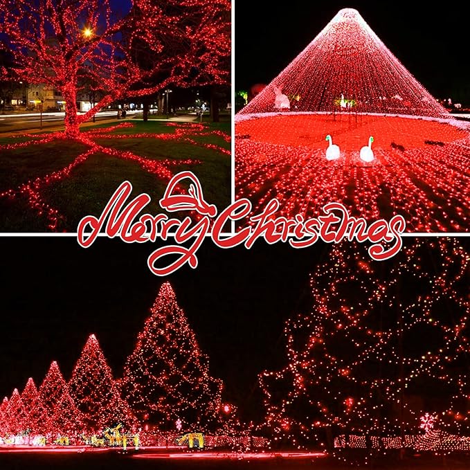 100LIGHTS RED Extra-Bright with End Connectors Christmas Decorative Lights 5.98m UL Certified Mini String Light Set Waterproof for Home Garden Holiday Christmas Tree Party Patio Decor Wedding-Ruum Studio Home