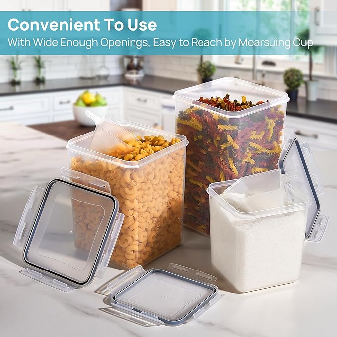 Vtopmart 10 PCS Flour and Sugar Storage Container, Large Airtight Food Canisters with Lids for Kitchen, Pantry Organization, BPA Free, Black-Ruum Studio Home