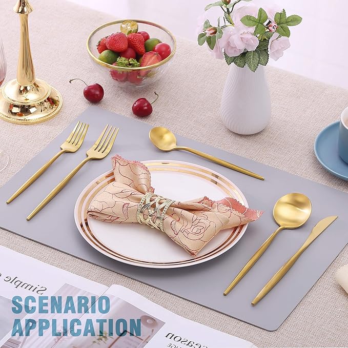 Matte Gold Silverware Set for 8,Modern Stainless Steel Brushed Cutlery Set,40-Pieces Heavy Duty Flatware Set,Knives Spoons and Forks Set Utensils Set,Satin Finish,Dishwasher Safe-Ruum Studio Home