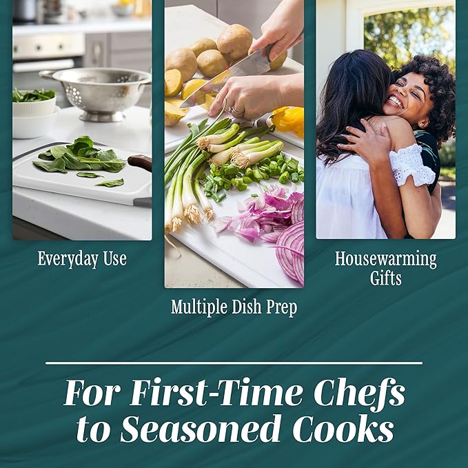 Cutting Boards for Kitchen - BPA-Free Chopping Board - Different Sizes & Non Slip Handles - Reversible, Large Cutting Board Set - Unique Gifts for Cooks Who Have Everything - 3-Pack Aqua-Ruum Studio Home