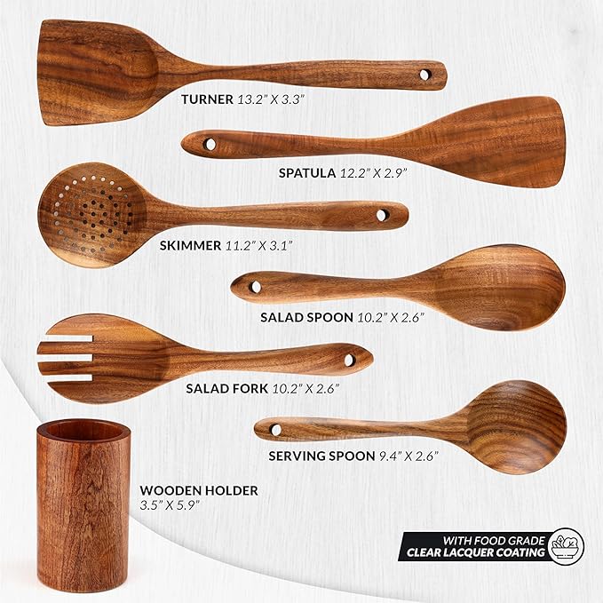 Wooden Utensils Set in Teak - Kitchen Essentials by Zulay Kitchen-Ruum Studio Home