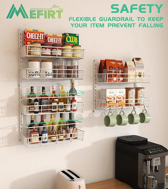 White 10-Tier Over The Door Pantry Organizer, Pantry Organization and Storage, Metal Hanging Adjustable Basket, Wall Spice Rack Seasoning Shelves, Home & Kitchen Essentials-Ruum Studio Home