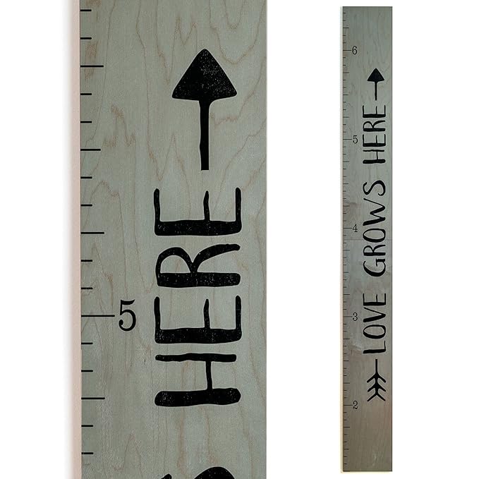 Wooden Growth Chart – Kids Height Chart, Wall Measurement for Kids, Height Chart for Wall, Growth Ruler for Children – Tribal Gray (63"x6.7")-Ruum Studio Home