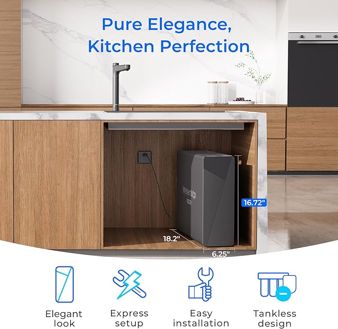 Waterdrop X16-Alkaline Tankless Reverse Osmosis System, NSF/ANSI 42&58&372 Certified, 1600 GPD RO Filter System, 11-Stage Filtration, UnderSink, 3:1 Pure to Drain, Alkaline Mineral pH+, BPA Free-Ruum Studio Home