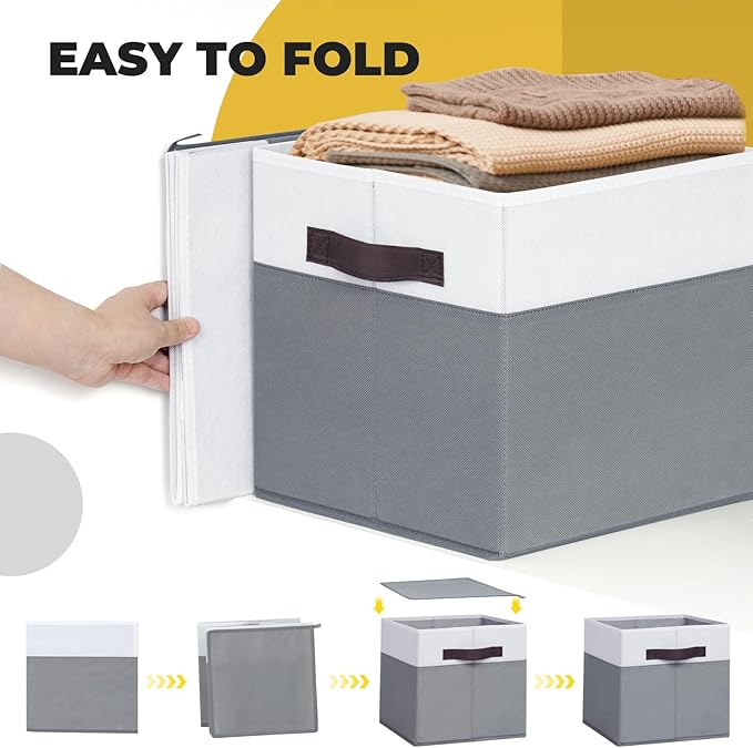 Criusia Large Storage Cubes -6 Set Closet Organizers Bins for Clothes -13 inch Fabric Storage Baskets for Shelves, Cube Organizer/ Toy Storage Organizer/ Dorm Room Essentials/ House warming Gift-Ruum Studio Home