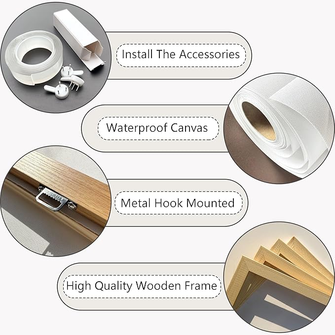 HGUAOA Vintage Landscape Wall Art for Bedroom and Living Room - Large Floral Artworks Farmhouse Wall Decor - Framed Neutral Nature Pictures - Above Bed Decor with Mountain Scenery 24×48IN-Ruum Studio Home