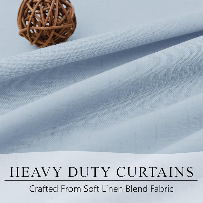 Nursery Curtains Girls Teen Boy Baby Blue Boho Blackout Drape Light Blocking Room Darkening Shade 72 Inch Length 2 Panel Linen Black Out Curtain for Bedroom Aesthetic Pretty Thermal Soundproof 72 Long