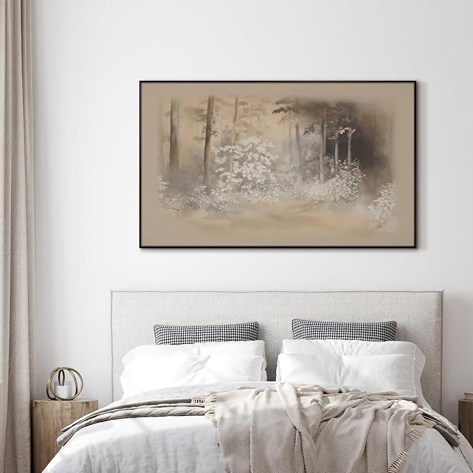 SIGNWIN 30"x60" Extra Large Framed Wall Art Misty Forest in Sepia Tones, Watercolor Woodland Landscape for Home Living Room Bedroom Decor (Frame Assembly Required)-Ruum Studio Home