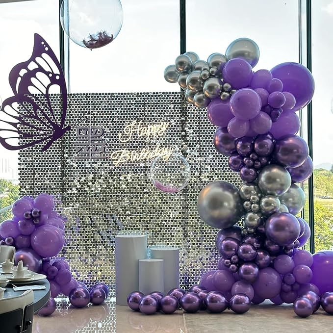 130pcs Metallic Purple Balloons Different Sizes 18" 12" 10" 5" Chrome Purple Latex Balloon Garland Arch Kit for Birthday Baby Shower Graduation Wedding Gender Reveal Party Decorations-Ruum Studio Home