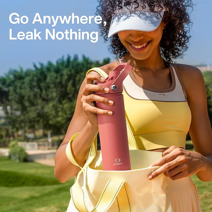 Insulated Water Bottle with Straw Stainless Steel Water Bottle, Leak-Proof, BPA-Free, Double Wall Vacuum Keeps Cold for 24 Hours for Sports, Travel, School (32 oz, Tawny Orange)-Ruum Studio Home