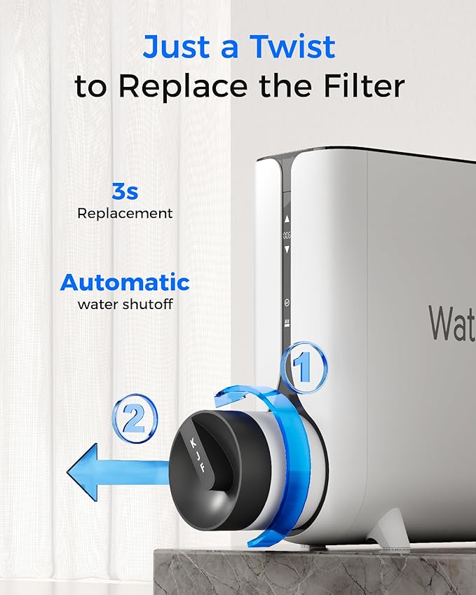 Waterdrop Reverse Osmosis System, Instant Hot Water Dispenser, 600 GPD, Reduce PFAS, Tankless, 2:1 Pure to Drain, Under Sink, TDS Reduction, Smart LED Faucet, Hot and Cold Water Dispenser Faucet-Ruum Studio Home