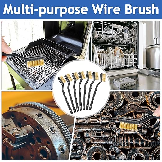 Jeffbaubl 30 Pieces Mini Wire Brush,6.7 Inch Brass Brush,Curved Handle Masonry Brushes Wire Bristle,Wire Brushes Scratch Brush for Cleaning Welding Slag and Rust Tool-Ruum Studio Home