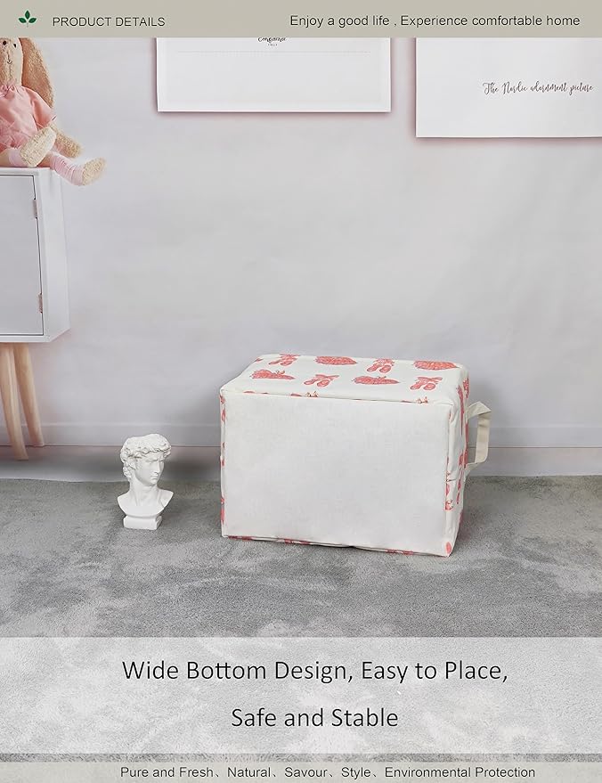 Rectangular Folding Laundry Basket,waterproof Canvas Basket,gift basket,Suitable for children's room,Office,Clothes,Toys Storage(Pink lace dance shoes)-Ruum Studio Home