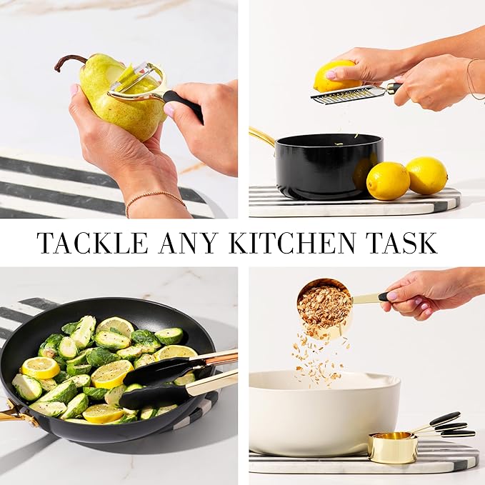 Black and Gold Kitchen Utensils Set - 23-Piece Luxury Kitchen Accessories Includes Gold Measuring Cups, Spoons, Silicone Cooking Utensils and Tools for Baking, Cooking, and Stylish Kitchen Decor-Ruum Studio Home