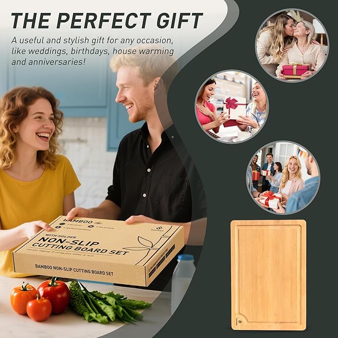 Extra Large Bamboo Board Charcuterie Non Slip Feet Over Sink Wooden Cutting Chopping Board Butcher Block Nice Solid Thick Juice Groove Big Xl XXl xlarge Hardwood Kitchen Counter Organic Meat BBQ Kit-Ruum Studio Home