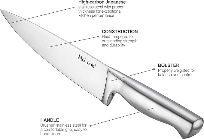 McCook® Knife Sets, German Stainless Steel Kitchen Knife Block Sets with Built-in Sharpener-Ruum Studio Home