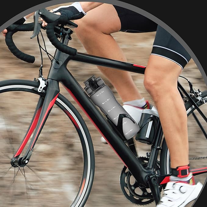 OLDLEY 25 oz Water Bottle, Motivational Water Bottle with Time Marker, Sports Water Bottle With Strap, Leakproof & BPA Free Large Water Bottles for School, Gym, Travel, Outdoor, Tritan,Gray-Ruum Studio Home