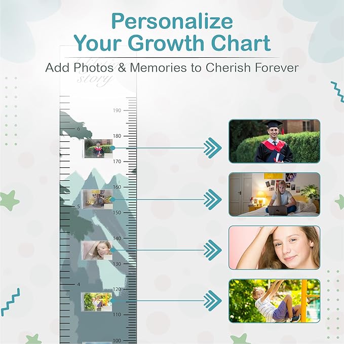 A Lifetime Story Growth Chart for Wall - Personalized for Photos, Photo Stickers, and Memory Album Feature - Height Chart for Kids - Child Height Wall Chart - Height Measurement for Wall-Ruum Studio Home