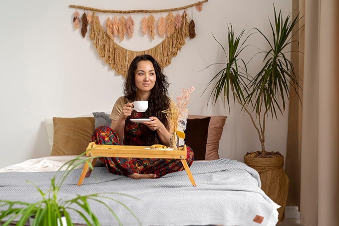 Gold Case Throw Blanket for Bed – 100% Recycled Turkish Cotton Bed Blanket – Decorative Throw Cotton Blankets for Living Room & Bedroom – Woven Twin Blankets - 71x90 - Grey-Ruum Studio Home